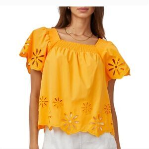 Rails Sonora Marigold Embroidered Eyelet Top Size Small